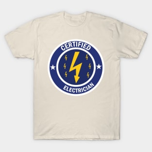 Certified Electricians Blue and white circle Design for Electricians and electrical students T-Shirt